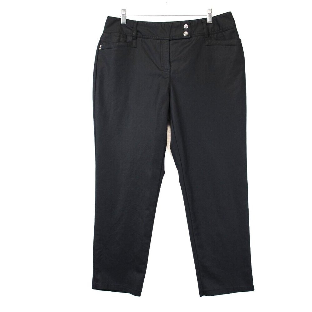 Valerie Stevens Chino Pants  Black Comfort Stretch Straight Leg